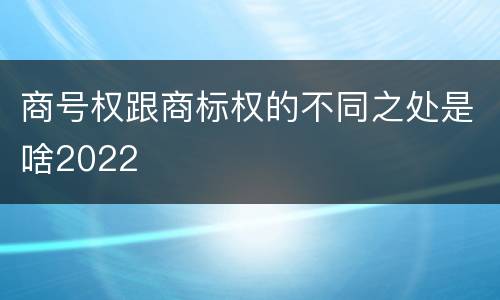 商号权跟商标权的不同之处是啥2022