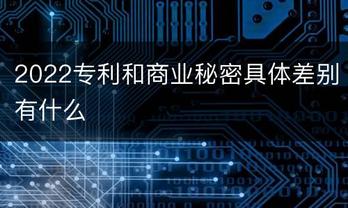 2022专利和商业秘密具体差别有什么