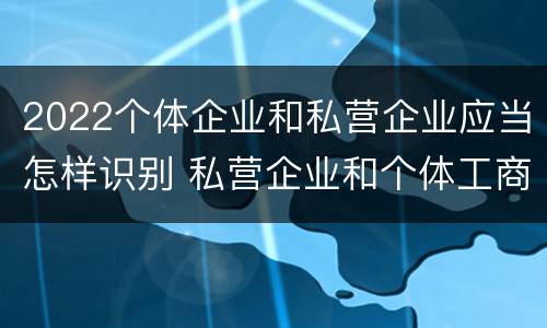 2022个体企业和私营企业应当怎样识别 私营企业和个体工商户在各种形式的企业组织中