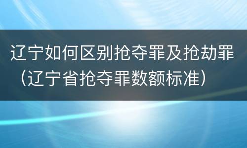辽宁如何区别抢夺罪及抢劫罪（辽宁省抢夺罪数额标准）