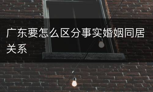 广东要怎么区分事实婚姻同居关系