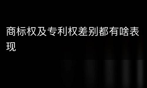 商标权及专利权差别都有啥表现