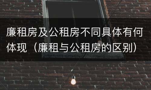 廉租房及公租房不同具体有何体现（廉租与公租房的区别）