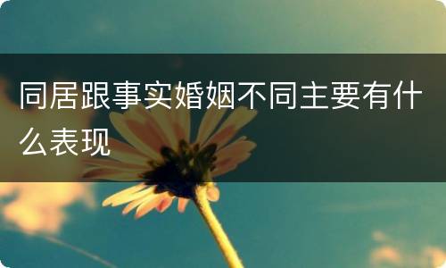 同居跟事实婚姻不同主要有什么表现