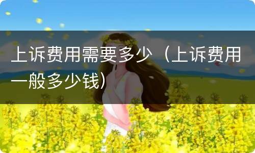 上诉费用需要多少（上诉费用一般多少钱）