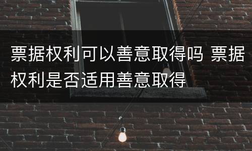 票据权利可以善意取得吗 票据权利是否适用善意取得