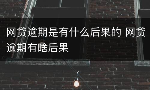 网贷逾期是有什么后果的 网贷逾期有啥后果