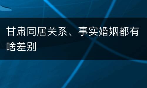 甘肃同居关系、事实婚姻都有啥差别