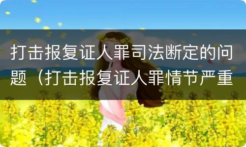 打击报复证人罪司法断定的问题（打击报复证人罪情节严重）