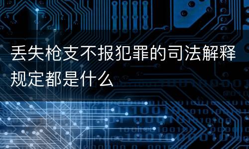 丢失枪支不报犯罪的司法解释规定都是什么