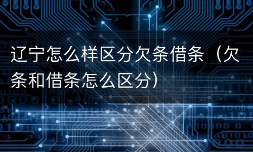 辽宁怎么样区分欠条借条（欠条和借条怎么区分）