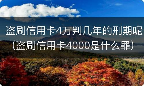 盗刷信用卡4万判几年的刑期呢（盗刷信用卡4000是什么罪）