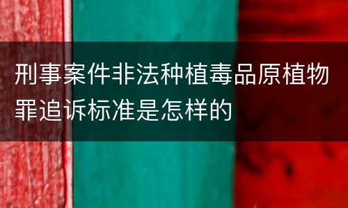 刑事案件非法种植毒品原植物罪追诉标准是怎样的