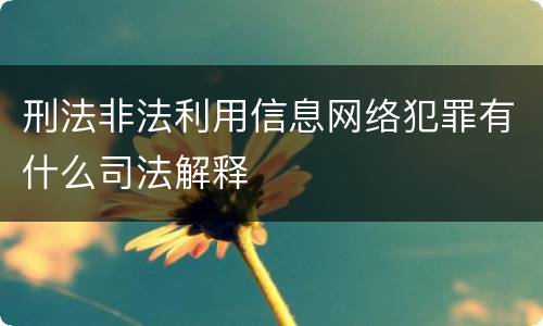 刑法非法利用信息网络犯罪有什么司法解释