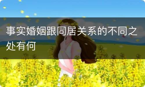 事实婚姻跟同居关系的不同之处有何