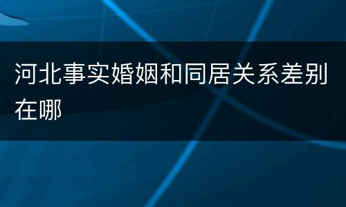 河北事实婚姻和同居关系差别在哪