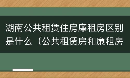 湖南公共租赁住房廉租房区别是什么（公共租赁房和廉租房）