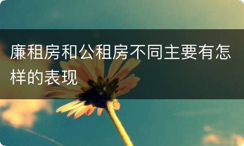廉租房和公租房不同主要有怎样的表现