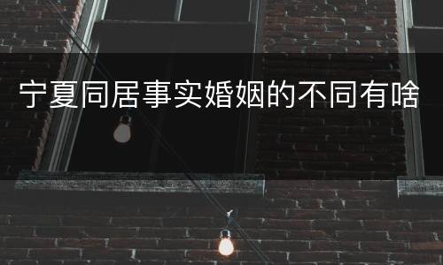 宁夏同居事实婚姻的不同有啥