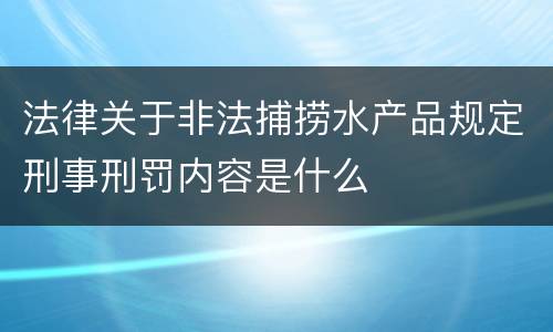 法律关于非法捕捞水产品规定刑事刑罚内容是什么