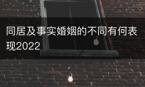同居及事实婚姻的不同有何表现2022