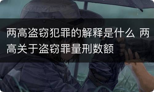 两高盗窃犯罪的解释是什么 两高关于盗窃罪量刑数额
