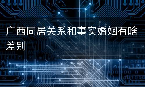 广西同居关系和事实婚姻有啥差别