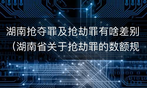 湖南抢夺罪及抢劫罪有啥差别（湖南省关于抢劫罪的数额规定）