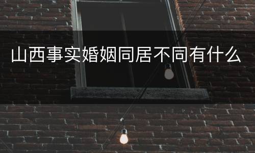 山西事实婚姻同居不同有什么