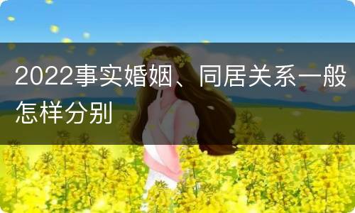 2022事实婚姻、同居关系一般怎样分别