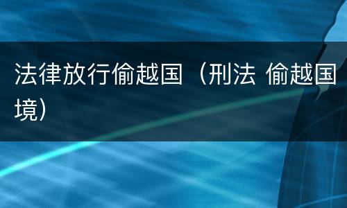 法律放行偷越国（刑法 偷越国境）