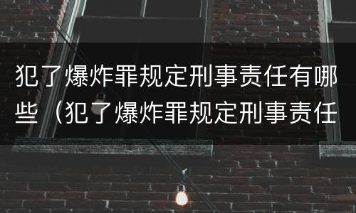 犯了爆炸罪规定刑事责任有哪些（犯了爆炸罪规定刑事责任有哪些）