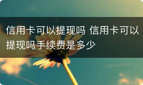 信用卡可以提现吗 信用卡可以提现吗手续费是多少