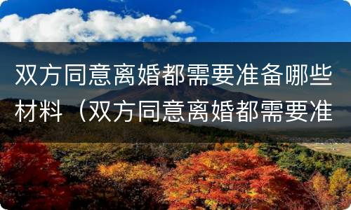 双方同意离婚都需要准备哪些材料（双方同意离婚都需要准备哪些材料和手续）