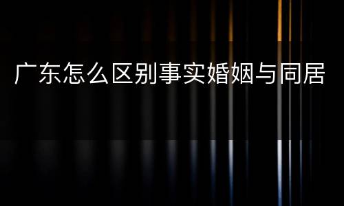 广东怎么区别事实婚姻与同居