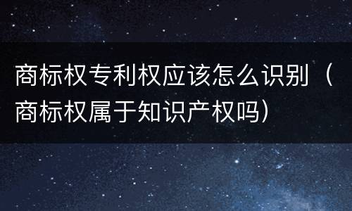 商标权专利权应该怎么识别（商标权属于知识产权吗）