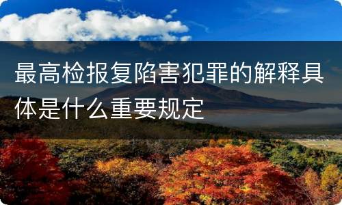 最高检报复陷害犯罪的解释具体是什么重要规定