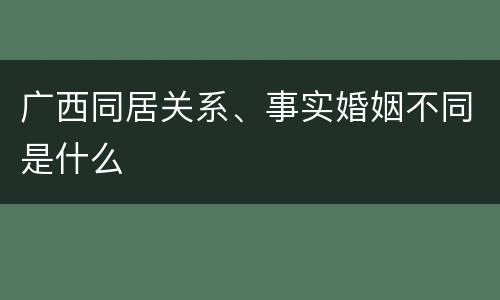 广西同居关系、事实婚姻不同是什么