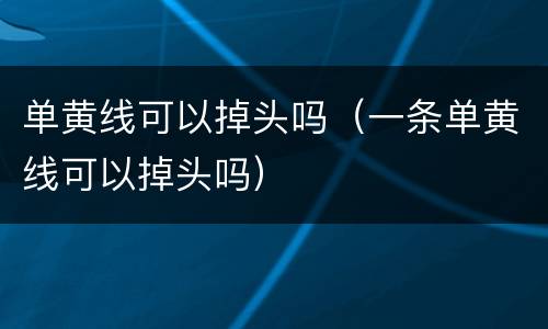 单黄线可以掉头吗（一条单黄线可以掉头吗）