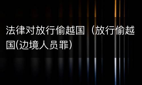 法律对放行偷越国（放行偷越国(边境人员罪）