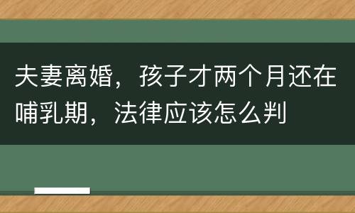 夫妻离婚，孩子才两个月还在哺乳期，法律应该怎么判