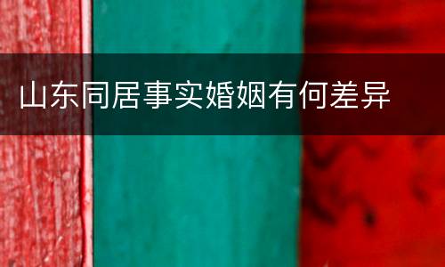 山东同居事实婚姻有何差异