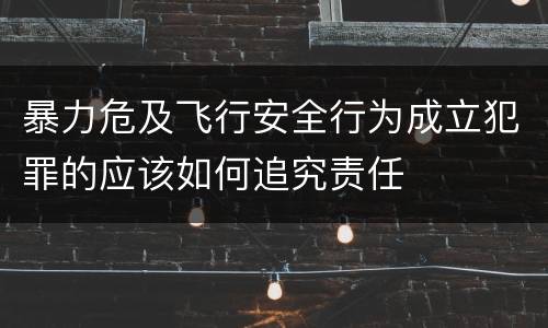 暴力危及飞行安全行为成立犯罪的应该如何追究责任