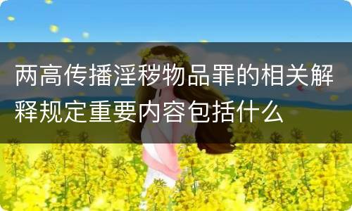 两高传播淫秽物品罪的相关解释规定重要内容包括什么