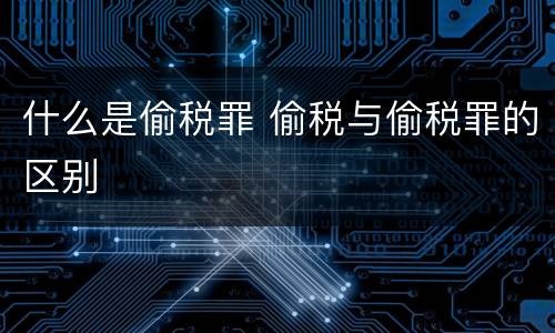 什么是偷税罪 偷税与偷税罪的区别