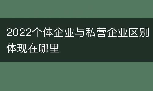 2022个体企业与私营企业区别体现在哪里