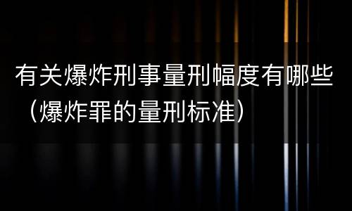 有关爆炸刑事量刑幅度有哪些（爆炸罪的量刑标准）