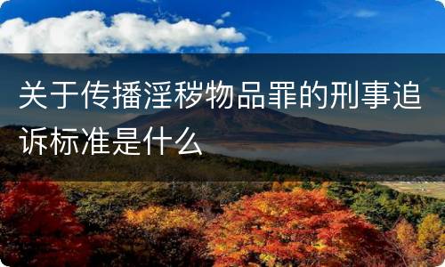 关于传播淫秽物品罪的刑事追诉标准是什么