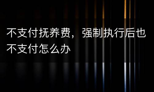 不支付抚养费，强制执行后也不支付怎么办