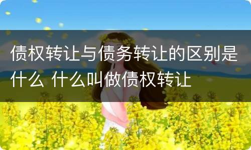 债权转让与债务转让的区别是什么 什么叫做债权转让